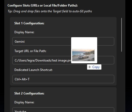 Drag and drop file paths integration module inside preferences
